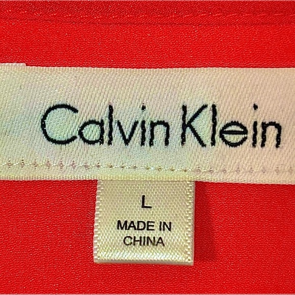 Calvin Klein Top Beautiful Bright Red White Black Large Excellent Condition - Picture 2 of 7